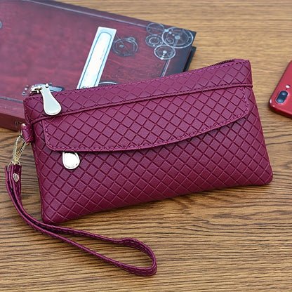 fachgo | Women's Argyle Quilted Clutch Bag, Multi Zipper Wristlet Bag For Phone & Coin, Fashion Handbag