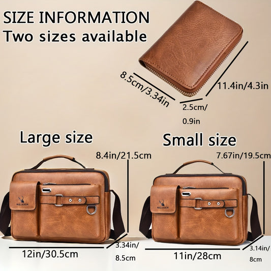 fachgo | WEIXIER Men's Business Crossbody Bag with Adjustable Strap, Golden-Tone Hardware & Multi-Compartment Design - Brown/Tan -like Texture, Golden-Tone Hardware, Compatible with iPhone/ Smartphones - Casual & Formal Office, Travel