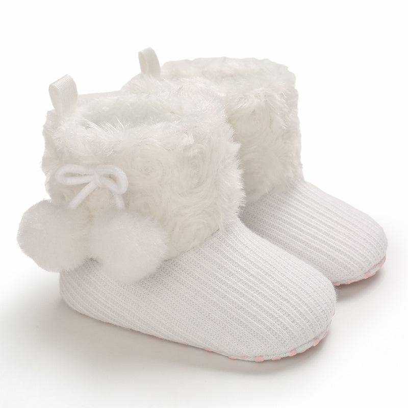fachgo | Newborn Baby Socks and Shoes for Girls, First Steps Soft Non-Slip Warm Infant Shoes