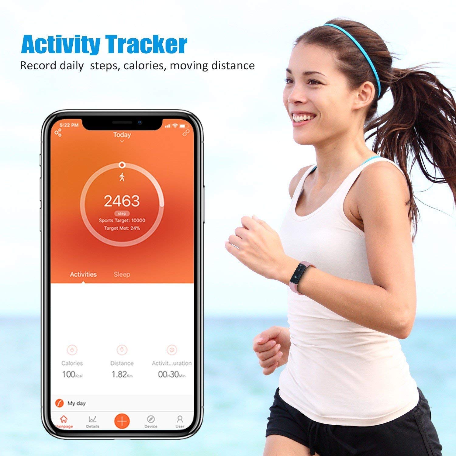 fachgo | SmartFit Slim Activity Tracker And Monitor Smart Watch With FREE Extra