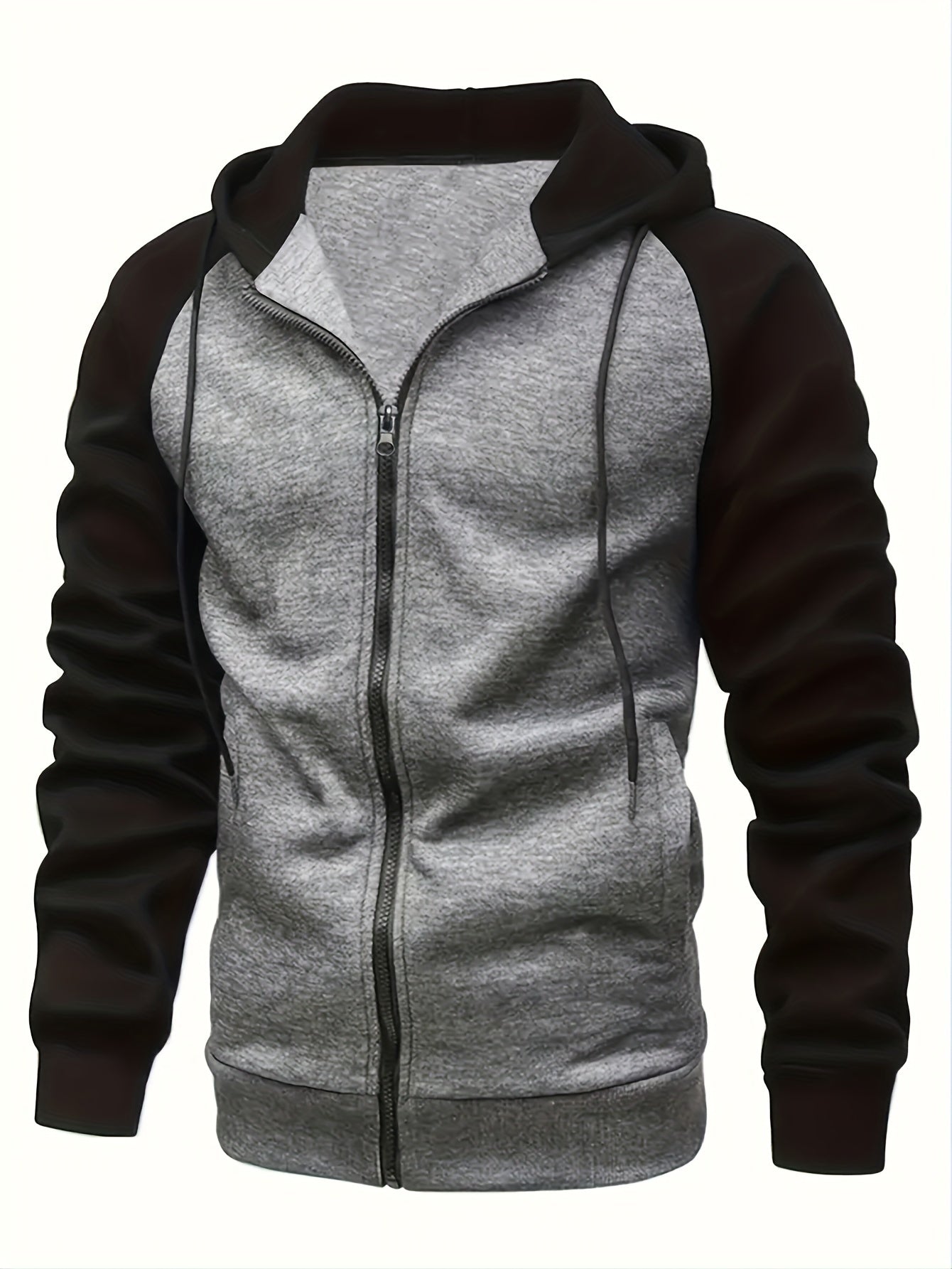 fachgo | Color Block Men's Hooded Jacket Casual Long Sleeve Hoodies With Zipper Gym Sports Hooded Coat For Winter Fall