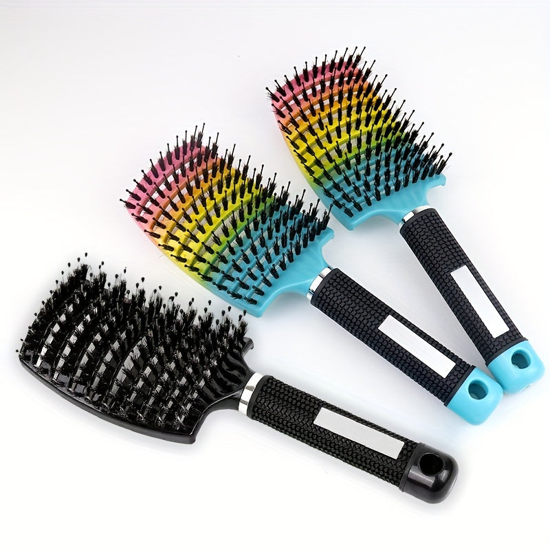 fachgo | WanMei 1pc Professional Curved Vented Hair Scalp Massage Brush for Women, ABS Handle, Nylon Bristles, Ideal for Wet Curly Hair Detangling, Styling, Long Hair, Christmas Gift for Friends/Relatives