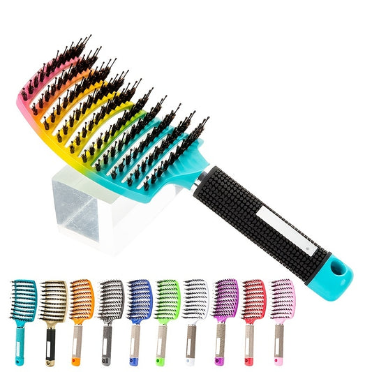 fachgo | WanMei 1pc Professional Curved Vented Hair Scalp Massage Brush for Women, ABS Handle, Nylon Bristles, Ideal for Wet Curly Hair Detangling, Styling, Long Hair, Christmas Gift for Friends/Relatives