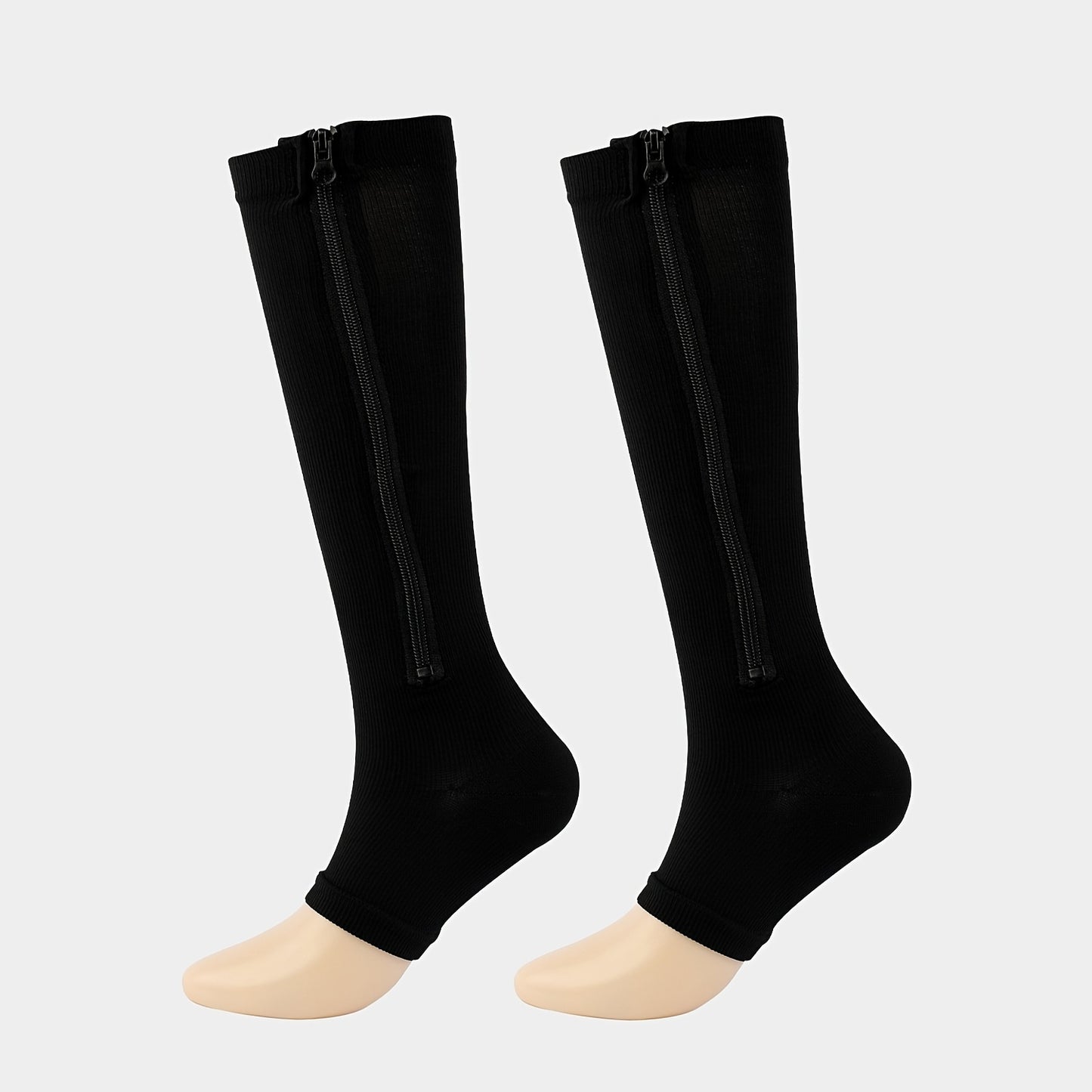 fachgo | Toeless Compression Socks With Side Zipper For All Day Wear, Sports Socks - Breathable & Moisture-Wicking Fabric - For Runners & Athletes - Ideal for Sports & Recovery