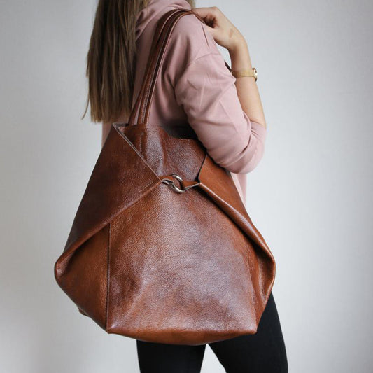 fachgo | Retro Solid Color, Vintage, Large Capacity Handbag with Inner Bag