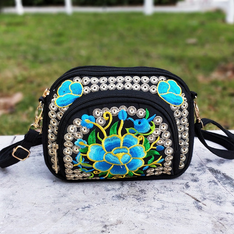 fachgo | Floral Embroidered Crossbody Bag for Women