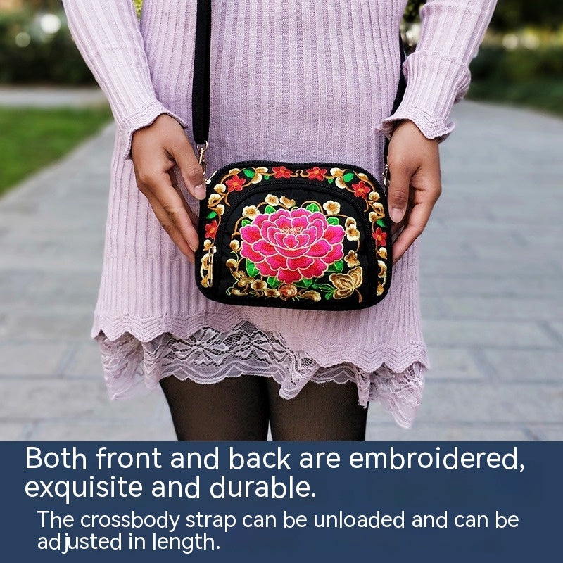 fachgo | Floral Embroidered Crossbody Bag for Women