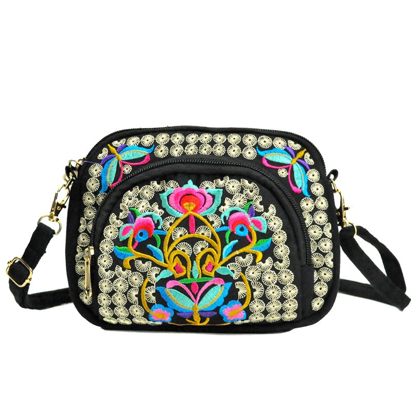 fachgo | Floral Embroidered Crossbody Bag for Women