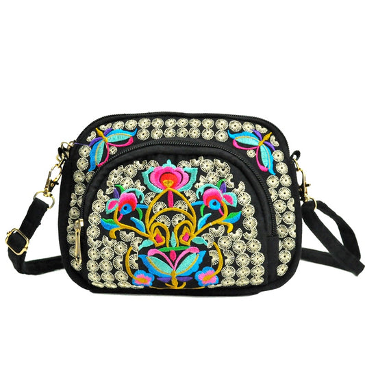 fachgo | Floral Embroidered Crossbody Bag for Women