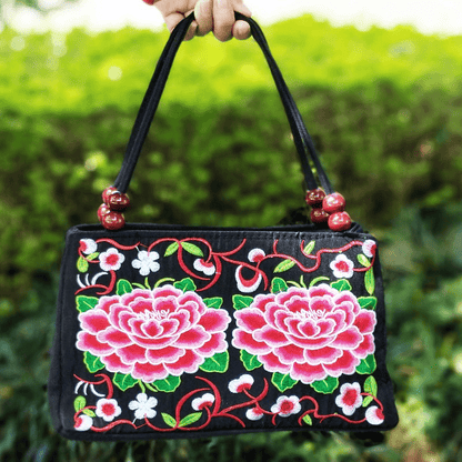 fachgo | Embroidered Handbag, Double Zipper Bag, Women's Printed Handbag