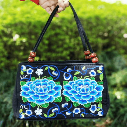 fachgo | Embroidered Handbag, Double Zipper Bag, Women's Printed Handbag