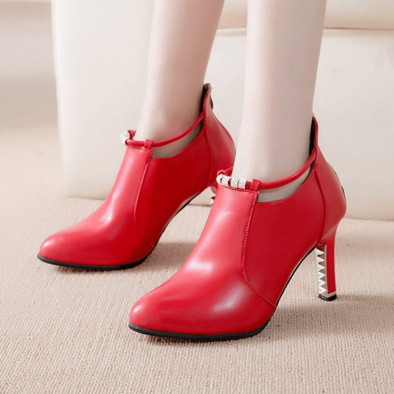 fachgo | Women'S Pointed Toe Ankle Boots, Synthetic Ultrahigh Stiletto Heels, Casual Dress Style with Back Zipper, Metal Thin Heel, Rhinestone Detail, Fashion Comfortable Shoes for Autumn And Winter 2025