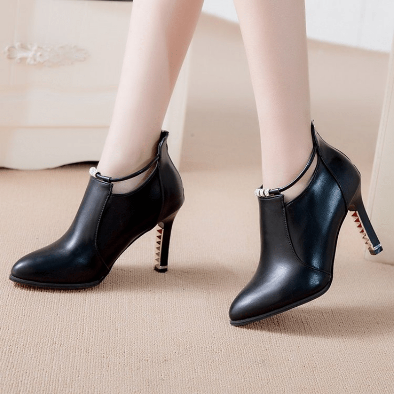 fachgo | Women'S Pointed Toe Ankle Boots, Synthetic Ultrahigh Stiletto Heels, Casual Dress Style with Back Zipper, Metal Thin Heel, Rhinestone Detail, Fashion Comfortable Shoes for Autumn And Winter 2025