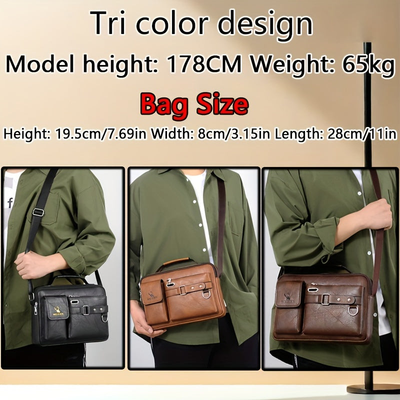 fachgo | WEIXIER Men's Business Crossbody Bag with Adjustable Strap, Golden-Tone Hardware & Multi-Compartment Design - Brown/Tan -like Texture, Golden-Tone Hardware, Compatible with iPhone/ Smartphones - Casual & Formal Office, Travel