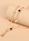 Adjustable Double Layer Gold Disc Charm Bracelet for Women