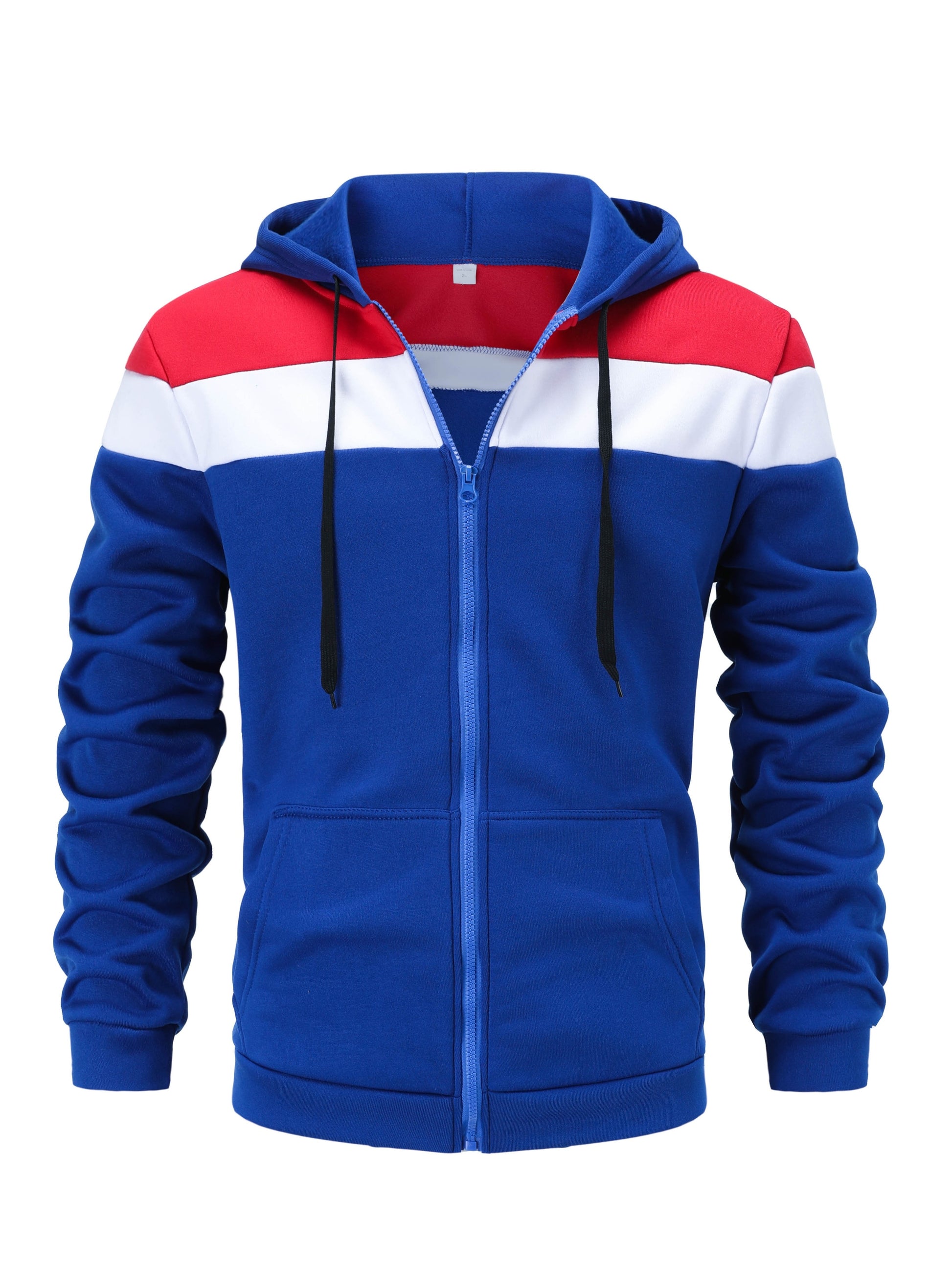 fachgo | Men'S Casual Hooded Sweatshirt, Solid Color Zip-Up Pullover, Long Sleeve Polyester Knit Fabric, Regular Fit with Slight Stretch, 160gsm - Autumn/Winter Fashion