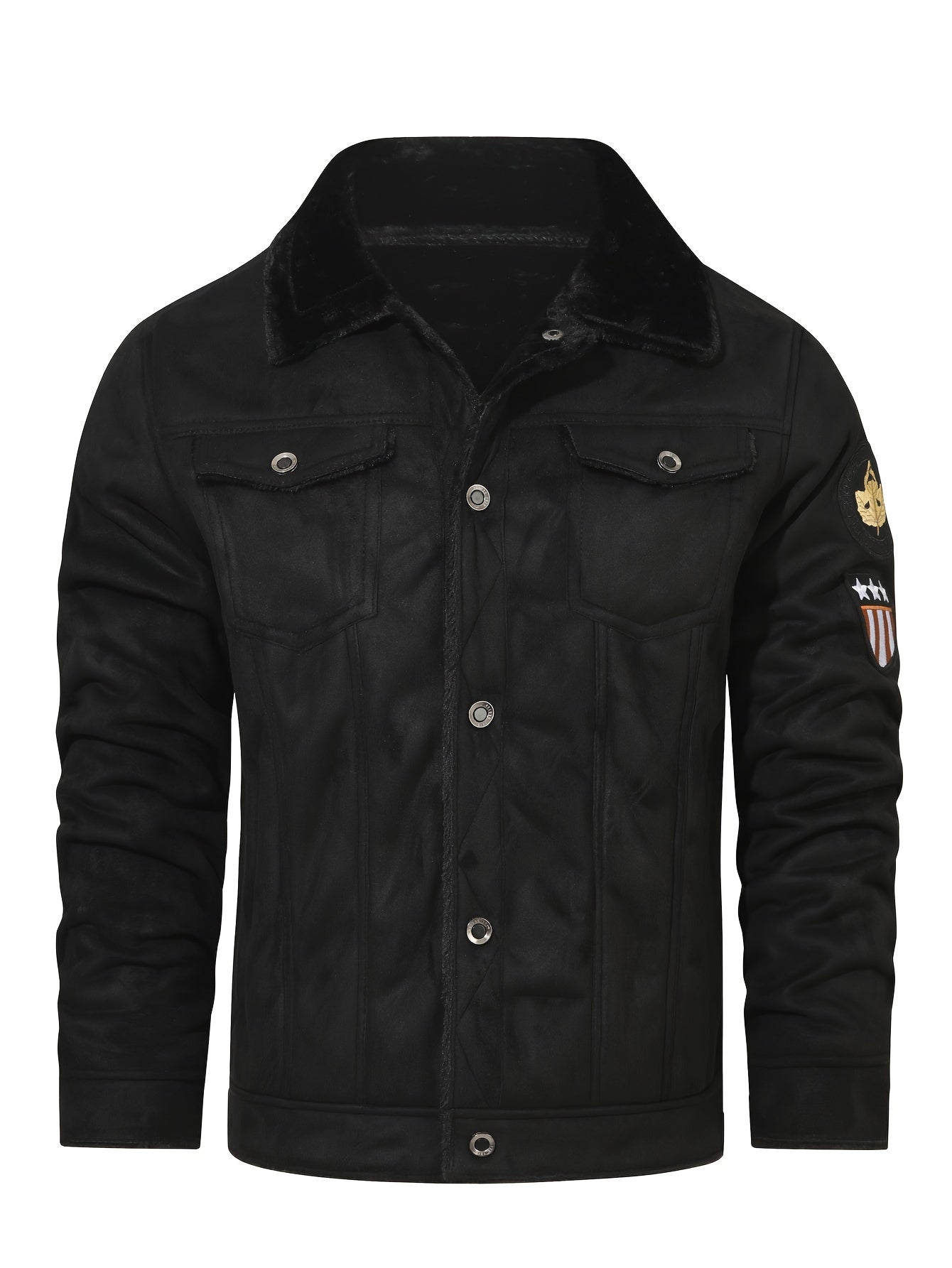 fachgo | H01 Faux Fur Coat Composite Plush Thickened Warm Men's Jacket