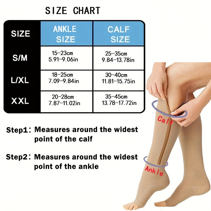 fachgo | Toeless Compression Socks With Side Zipper For All Day Wear, Sports Socks - Breathable & Moisture-Wicking Fabric - For Runners & Athletes - Ideal for Sports & Recovery