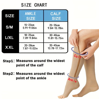 fachgo | Toeless Compression Socks With Side Zipper For All Day Wear, Sports Socks - Breathable & Moisture-Wicking Fabric - For Runners & Athletes - Ideal for Sports & Recovery