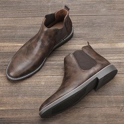 fachgo | [Brown Chelsea Boots] Brown Men's Chelsea Ankle Boots | Size 40-46, Pointed Toe, TPR Sole, Faux Cover with Black Elastic Band | Ideal for Casual Wear and Vacation