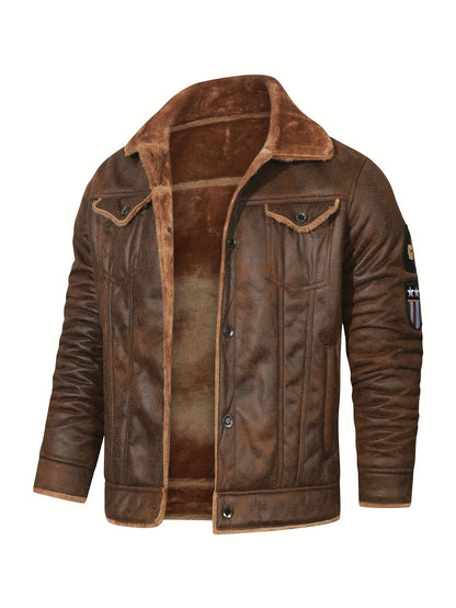 fachgo | H01 Faux Fur Coat Composite Plush Thickened Warm Men's Jacket