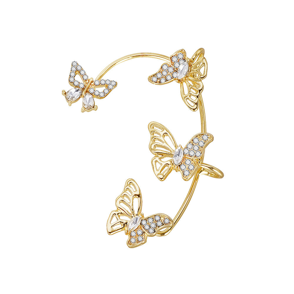 fachgo | Women'S Elegant Butterfly Ear Cuffs - No-Piercing Ear Hooks, Synthetic Gemstone Accents, Everyday & Formal Jewelry for Parties, Weddings, Everyday Outfits - Non-Piercing Ear Clips for Sensitive Light Beige, Party Accessories,