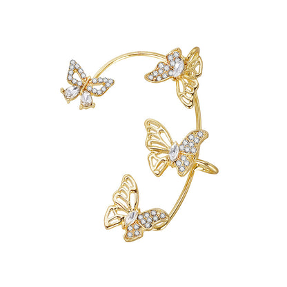 fachgo | Women'S Elegant Butterfly Ear Cuffs - No-Piercing Ear Hooks, Synthetic Gemstone Accents, Everyday & Formal Jewelry for Parties, Weddings, Everyday Outfits - Non-Piercing Ear Clips for Sensitive Light Beige, Party Accessories,