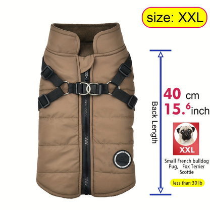 fachgo | Warm Padded Dog Vest with Harness for Small And Medium Dogs - Red Coat for Extra Comfort And Security Christmas Gift