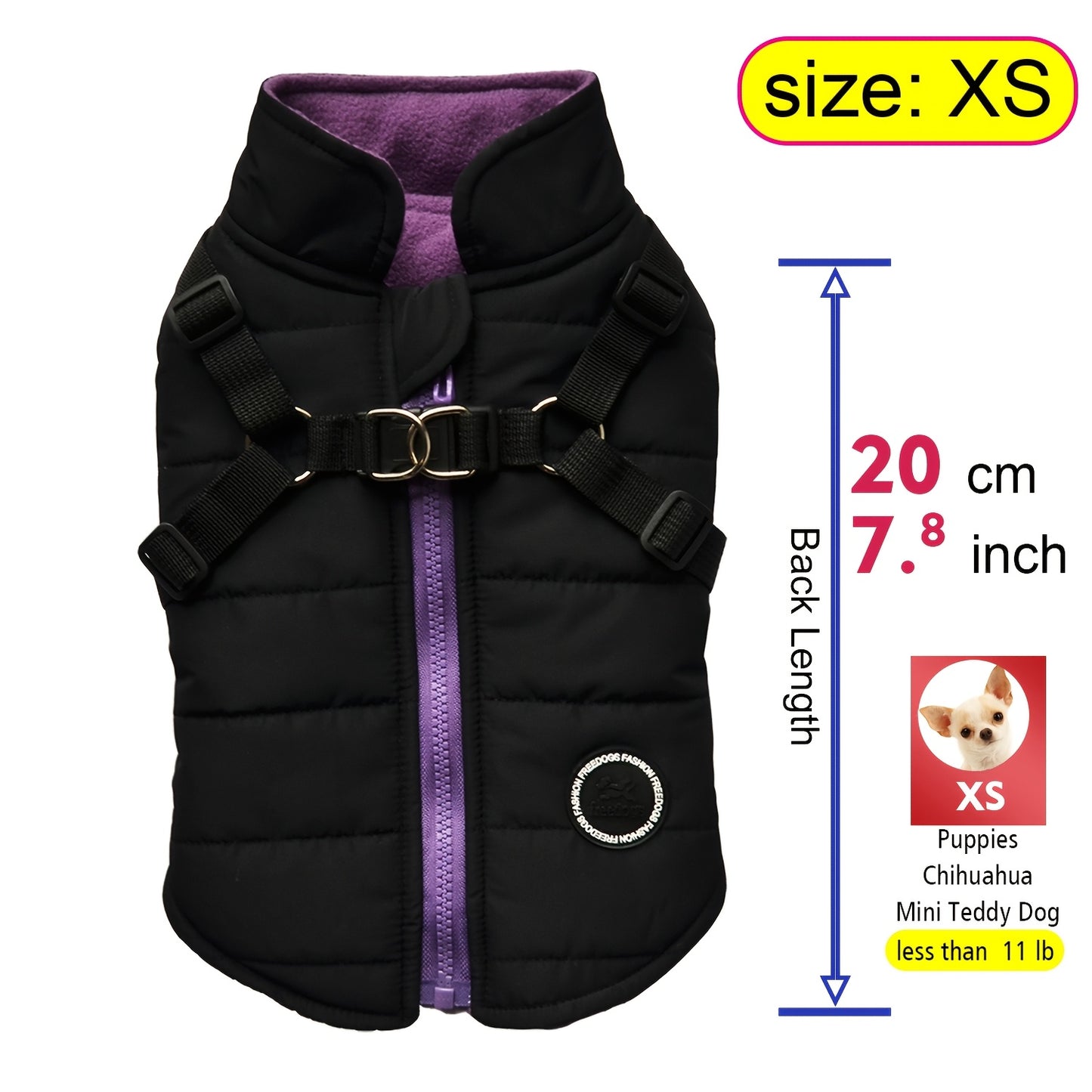 fachgo | Warm Padded Dog Vest with Harness for Small And Medium Dogs - Red Coat for Extra Comfort And Security Christmas Gift