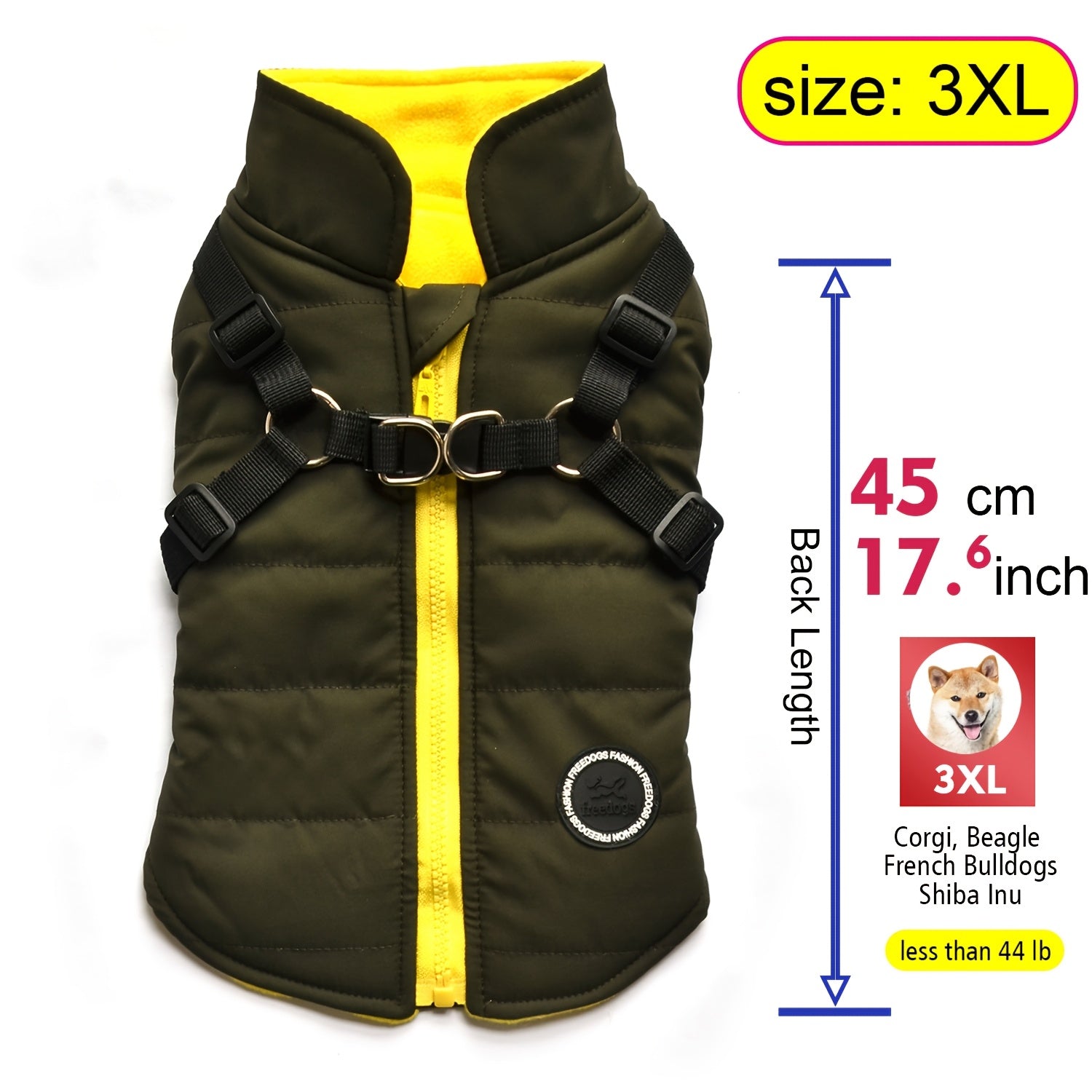 fachgo | Warm Padded Dog Vest with Harness for Small And Medium Dogs - Red Coat for Extra Comfort And Security Christmas Gift