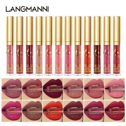 fachgo | 12 Colors Waterproof Long Lasting Lipstick, Natural Matte Sexy Moist Lip Gloss Nude Glitter Beauty Red Lip Tint for Valentine's Day Gifts and Music Festival