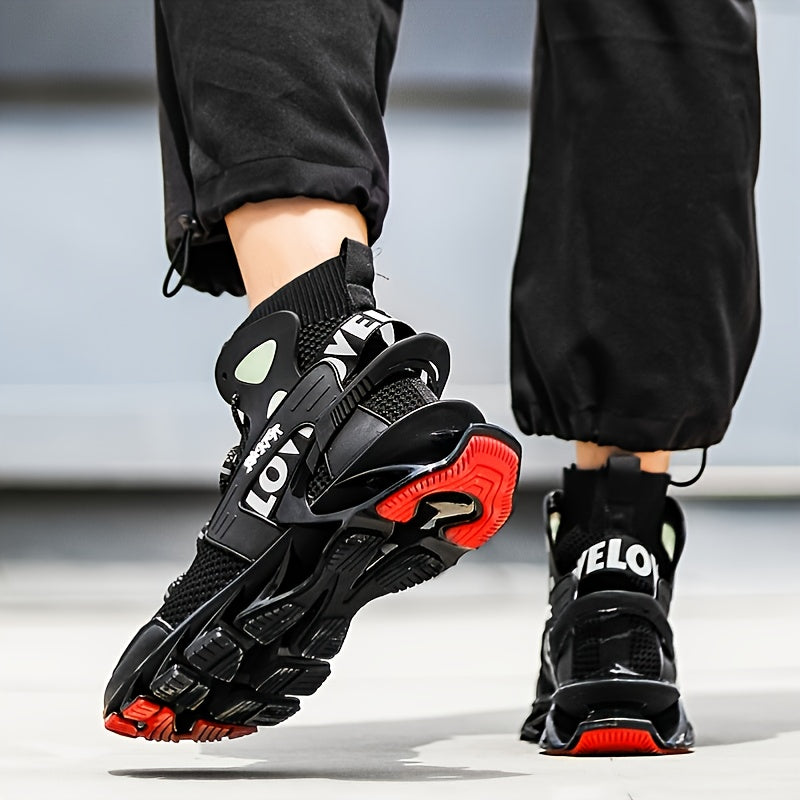 fachgo | Men's Blade Type Shoes, Breathable Shock Absorption High Top Running Shoes Lightweight Non-Slip Shoes For Jogging Tennis Gym, Casual Walking Sneakers, Athletic Shoes, Men's Shoes