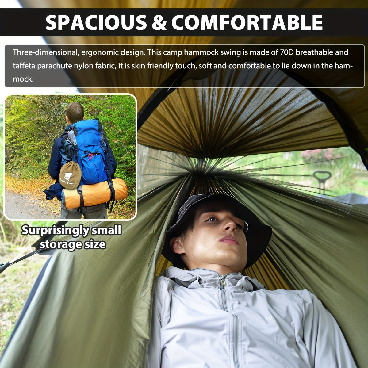 fachgo | GEERTOP 3in 1 Outdoor Hammock with Mosquito Net Sun Shelter, Double Sleep Rest Camping Hammock for Backpacking Travel Garden Park