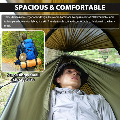 fachgo | GEERTOP 3in 1 Outdoor Hammock with Mosquito Net Sun Shelter, Double Sleep Rest Camping Hammock for Backpacking Travel Garden Park