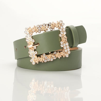 fachgo | [Elegant Belt] 2023 Women's Fashion Accessory, Elegant Alloy Rhinestone Pin Buckle Belt, Versatile Dress Decorative Accessory, Casual & Sporty Style, Hand Washable - Ideal for Weekend and Festive Occasions, Weekend Casual Wea