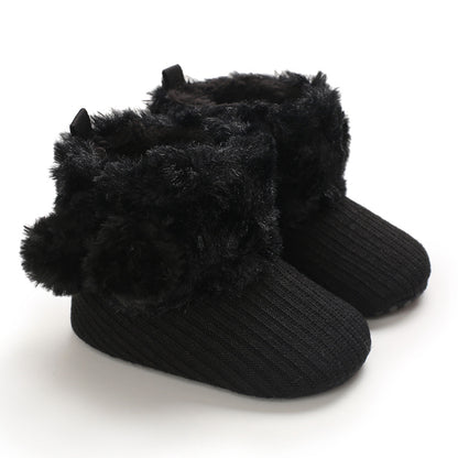 fachgo | Newborn Baby Socks and Shoes for Girls, First Steps Soft Non-Slip Warm Infant Shoes