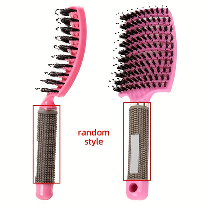 fachgo | WanMei 1pc Professional Curved Vented Hair Scalp Massage Brush for Women, ABS Handle, Nylon Bristles, Ideal for Wet Curly Hair Detangling, Styling, Long Hair, Christmas Gift for Friends/Relatives