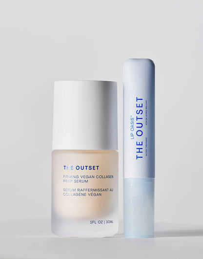 Glass Skin Duo featuring vegan collagen serum and lip treatment for ultimate hydration and glassy shine.