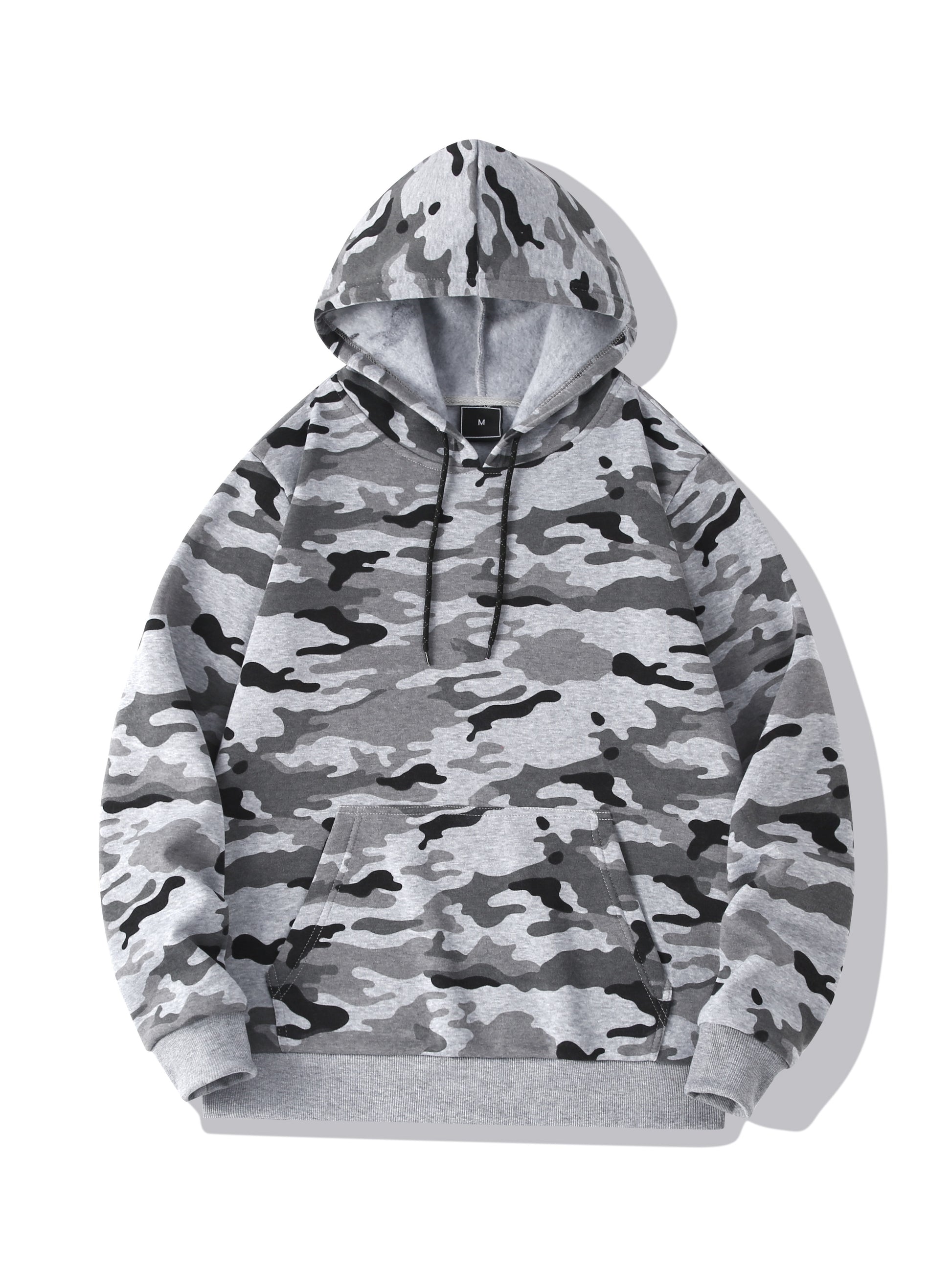 fachgo | [Camouflage Sweatshirt] Autumn Winter Hooded Men's Camouflage Loose Pullover Fleece Sweatshirt | Fleece, Hooded