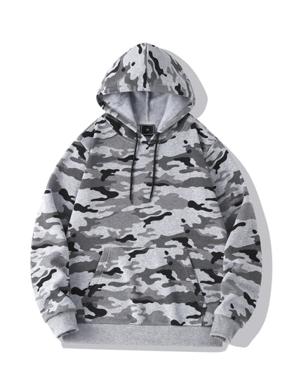 fachgo | [Camouflage Sweatshirt] Autumn Winter Hooded Men's Camouflage Loose Pullover Fleece Sweatshirt | Fleece, Hooded
