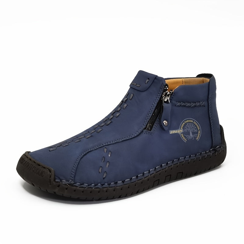fachgo | Men's Handmade PU Boots with Zipper, Casual