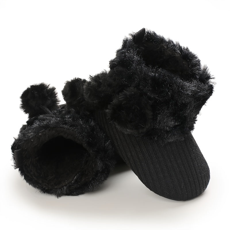 fachgo | Newborn Baby Socks and Shoes for Girls, First Steps Soft Non-Slip Warm Infant Shoes