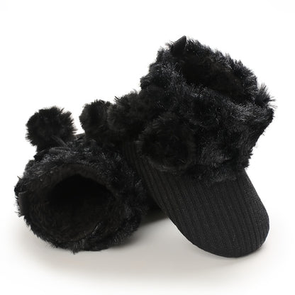 fachgo | Newborn Baby Socks and Shoes for Girls, First Steps Soft Non-Slip Warm Infant Shoes