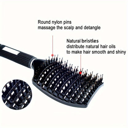 fachgo | WanMei 1pc Professional Curved Vented Hair Scalp Massage Brush for Women, ABS Handle, Nylon Bristles, Ideal for Wet Curly Hair Detangling, Styling, Long Hair, Christmas Gift for Friends/Relatives