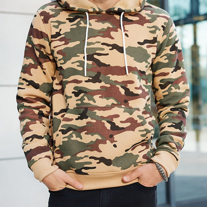 fachgo | [Camouflage Sweatshirt] Autumn Winter Hooded Men's Camouflage Loose Pullover Fleece Sweatshirt | Fleece, Hooded