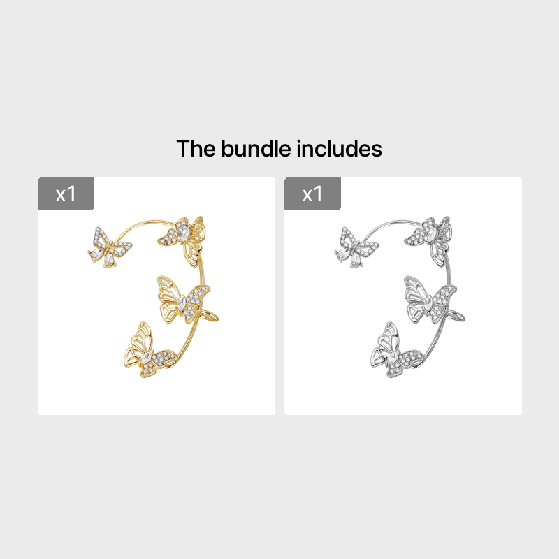fachgo | Women'S Elegant Butterfly Ear Cuffs - No-Piercing Ear Hooks, Synthetic Gemstone Accents, Everyday & Formal Jewelry for Parties, Weddings, Everyday Outfits - Non-Piercing Ear Clips for Sensitive Light Beige, Party Accessories,