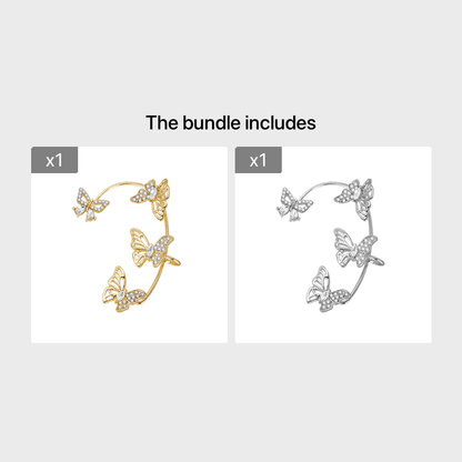 fachgo | Women'S Elegant Butterfly Ear Cuffs - No-Piercing Ear Hooks, Synthetic Gemstone Accents, Everyday & Formal Jewelry for Parties, Weddings, Everyday Outfits - Non-Piercing Ear Clips for Sensitive Light Beige, Party Accessories,