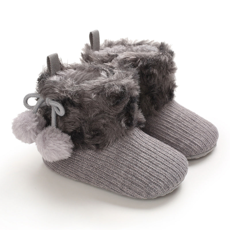 fachgo | Newborn Baby Socks and Shoes for Girls, First Steps Soft Non-Slip Warm Infant Shoes