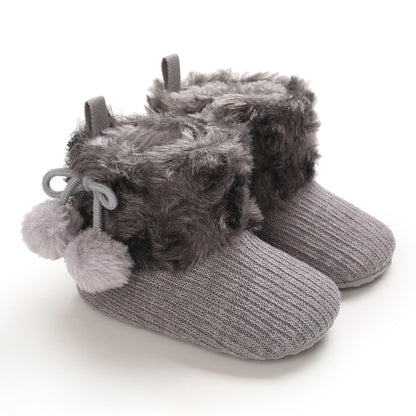 fachgo | Newborn Baby Socks and Shoes for Girls, First Steps Soft Non-Slip Warm Infant Shoes