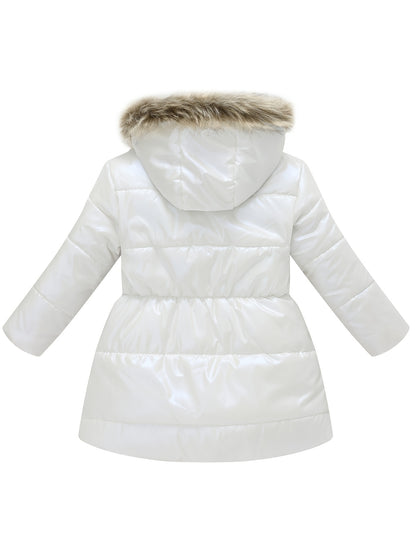 fachgo | Children's Winter New Style Thickened Glossy Hooded Jacket for Boys and Girls, Mid-Length